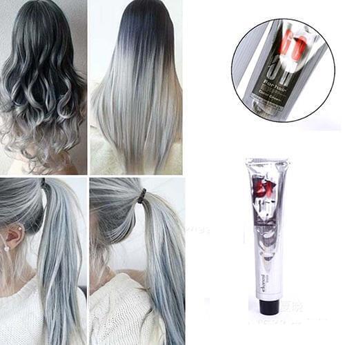 New 1Pc 100Ml Fashion Smoky Gray Punk Style Light Gray Silver Color Nature Permanent Super Hair Dye Cream Girls Beauty Hair