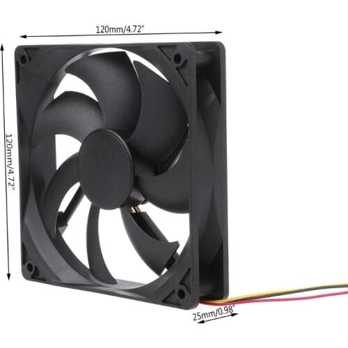 120x120x25mm DC 12V 0.15A 3 Pin 7-Blade Computer Case Cooling Fan Cooler 12025 R9JA