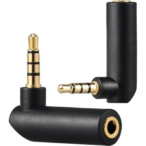 2pcs 3.5mm Male To Female Adapter 90 Degree Right Angle Adapter Four Section L-shaped Elbow Connection Headphone Cable