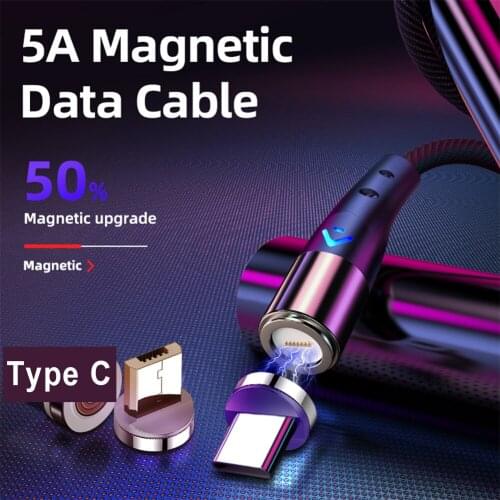 5A Braided Magnetic Type C Cable For Samsung Xiaomi Huawei type-c Fast Charging Sync Data Cord for Andorid Mobile Phone Cable