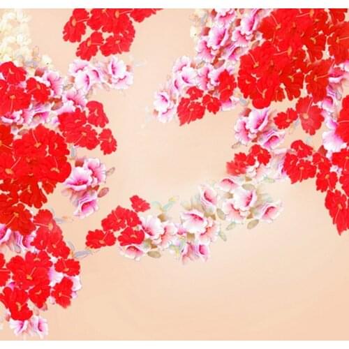 5x7ft Chinese Style Red Pink Flowers Photography Backdrops Photo Props Studio Background
