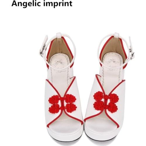 Angelic imprint china Ethnic style woman mori girl lolita cosplay shoes lady mid heels wedges pumps women princess dress sandals