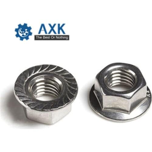 Free Shipping 200pcs M3 M4 M5 M6 M8 M10 M12 Metric Thread Hex Flange Nuts DIN6923 A2 Stainless Steel SS304 Sets