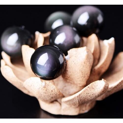 Natural Black Rainbow Obsidian Ice Black Loose Beads 4 6 8 10 12 14 MM Fit Diy Charm Bracelet Beads For Jewelry Making Accessory