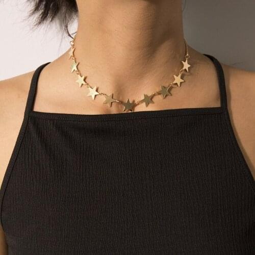 Nanny New Classic Simple Star Necklace Alloy Five-Pointed Star Short Chain Choker Fashion Necklace for Women Jewelry Gift Party