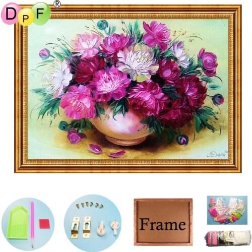 DPF diamond embroidered Sketch flower with frame diamond painted cross stitch home decoration full round diamond