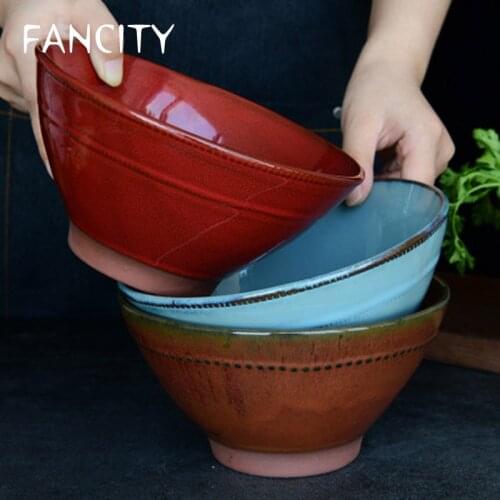 FANCITY Western-style ceramic noodle bowl, soup bowl, creative irregular ramen bowl, dessert salad bowl, household personality