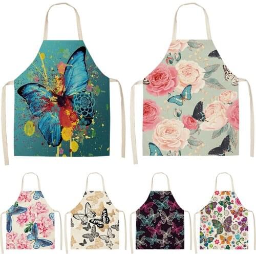 Flower Butterfly Apron Baking Accessories Chef Apron Colorful Aprons for Woman Apron for Hairdresser Linens Master Apron CN
