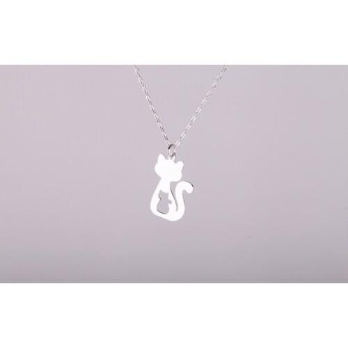 UM US JEWELRY 925 Sterling Cat Patterned Ghost Pendant