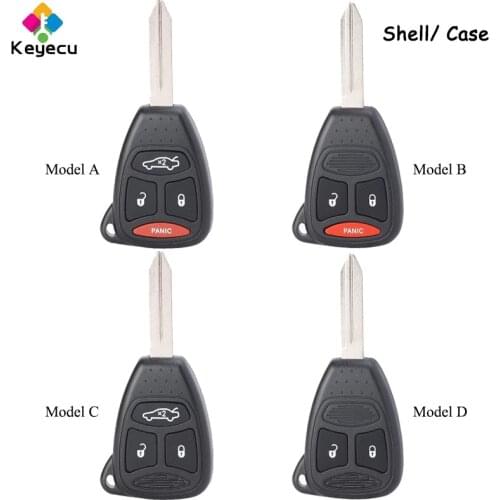 KEYECU Remote Car Key Shell Case Cover Fob 2 3 4 Buttons for Dodge Chrysler Jeep Dakota Durango Charger 300 Aspen Grand Cherokee