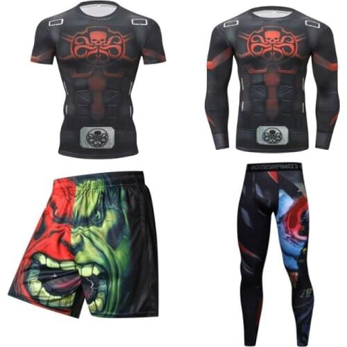 Mma Rashguard Compressie T-shirt Mannen Sport Past Nieuwe 3D Fitness Boksen Sets Muay Thai Mma Fightwear Gym Bodybuild running