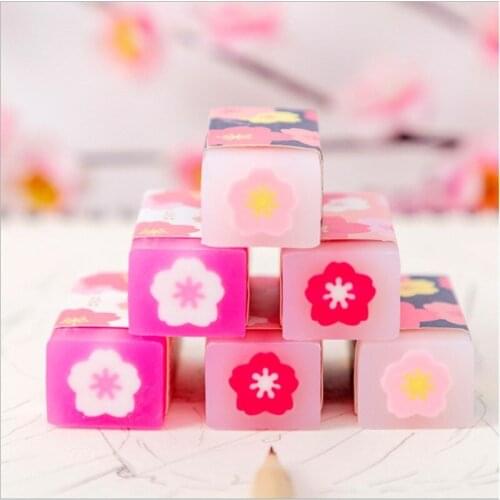 2020 Popular Sakura Sandwich Crystal Rubber Eraser School Office Supplies Student Learning Stationery Correction Erasers For Kid