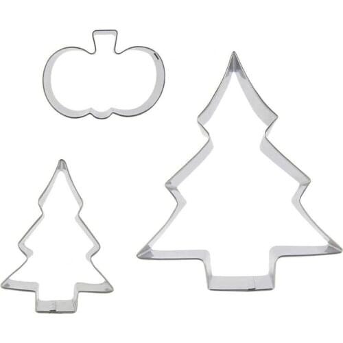 Small Pumpkin, Christmas Tree shaped 3 piece biscuit cutting molds, baking tools, cake decorating soft candy tools