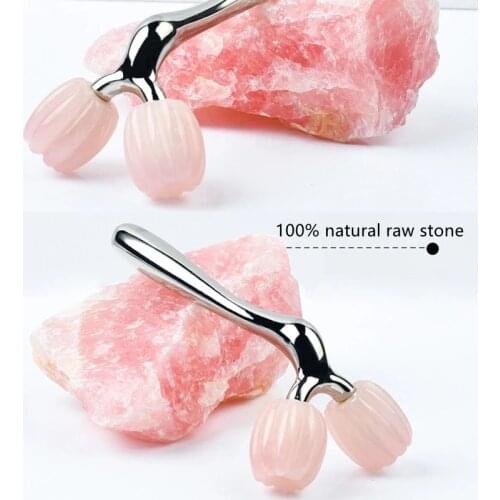 Facial Massager Jade Roller Rose Quartz Roller 3D Natural Jade Roller Jade Shaving Face Eye Head Massage Board Slimming Skin Car