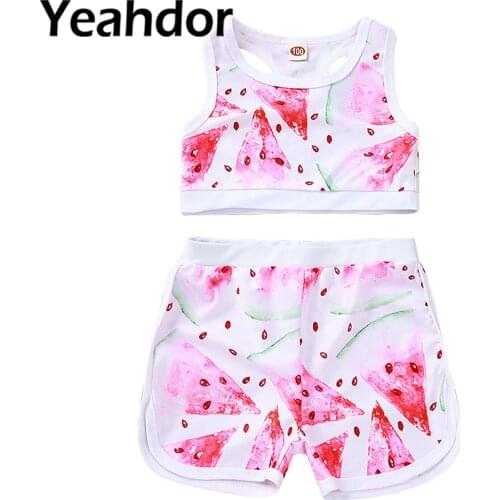 Summer Baby Girls Cute Cartoon Printed Swimwear Bikini Tankini Sets Toddler Beach Swimsuit Bathing Suit Children Beachwear