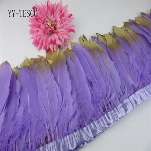 Fashion Tips Goose feather trims 2-10yards Light purple Dyed geese feather ribbons /15-20cm Duck feather fringes Free shipping