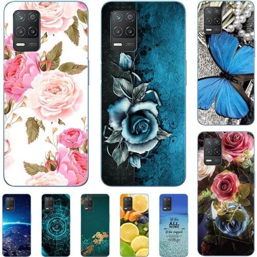 Fashion Flower Case For OPPO Realme 8 Pro RMX3081 Cover For OPPO Realme 8 4G RMX3085 5G Soft Silicone Cat Printing Capa Coque
