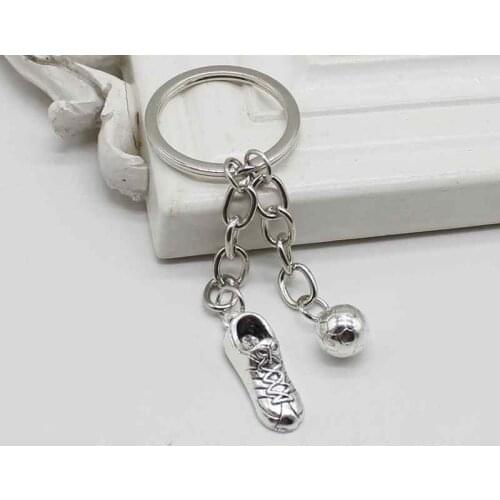 Fashion creative charm football shoes keychain football chain boots metal keychain football sports shoes keychain