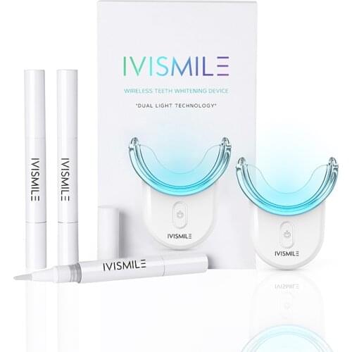 IVISMILE Dental Teeth Whitening Kit White 32 LED Lights Bleaching System Set Tooth Whitener Remove Plaque Stains Peroxide