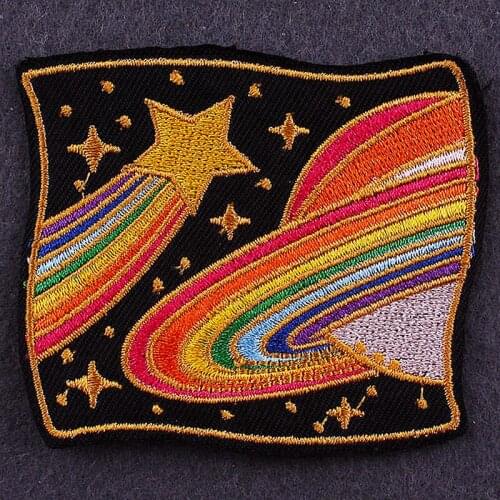 Pulaqi Space Planet Stripes Patch DIY Cartoon Embroidered Patches for Clothing Stickers Badges Iron on Patches for Clothes
