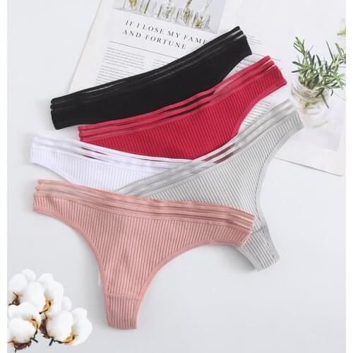 New Womens Underwear Panties Cotton Sexy Thong Soft Low-waist G-String Breathable Comfortable Fashion Lingerie