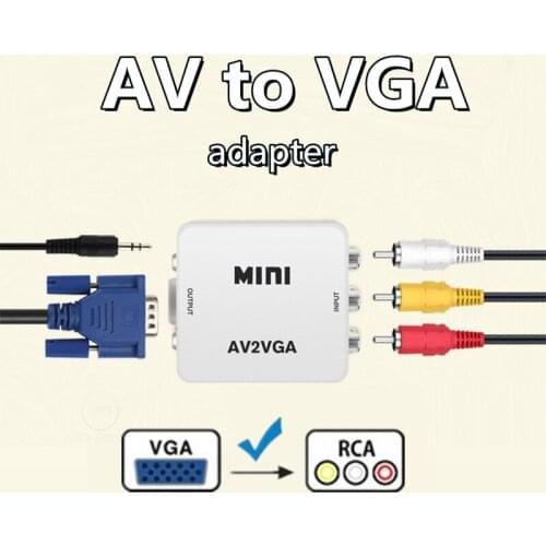 BSLIUFANG Mini RCA To VGA Converter AV2VGA VGA2AV Conversor with 3.5mm Audio VGA Video Converter For PC to TV Computer to TV