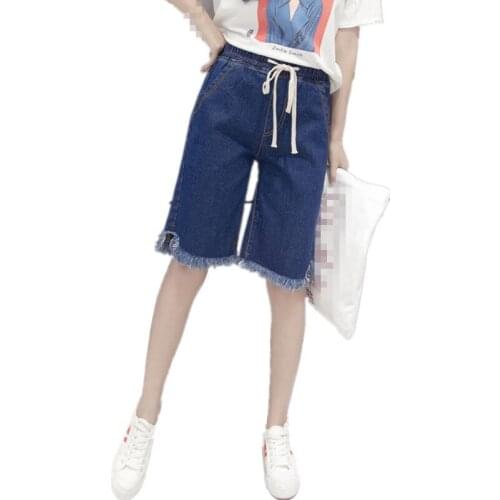 B2428 Summer 2019 new women loose high waist big size loose slim thin denim shorts fashion cheap wholesale