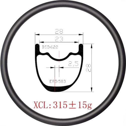 Light 315g 29er MTB XC 28mm x28mm carbon rim asymmetric tubeless Hookless UD 3K 12K matte glossy 24H 28H 32H mountain bike wheel