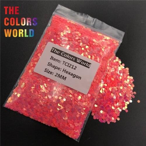 TCI212 Pearlescent Iridescent Red With Gold Light Hexagon Nail Glitter Nail Decoration Makeup Tumblers Crafts DIY Accessorie