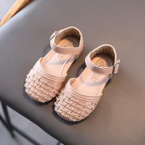 PU Leather Shoes for Kids 2021 Summer Girls Footwear Flat With PU Leather Shoes Braided Sandals Breathable Casual Shoes