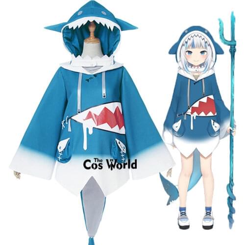 Vtuber Hololive Gawr Gura Shark Hoody Hoodie Uniform Outfit Customize Cosplay Costumes