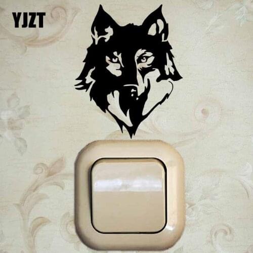 YJZT Funny Cartoon Pattern Vinyl Decal Home Room Decor Wall Switch Sticker Art Creative Personality Wolf Head 17SS-0562
