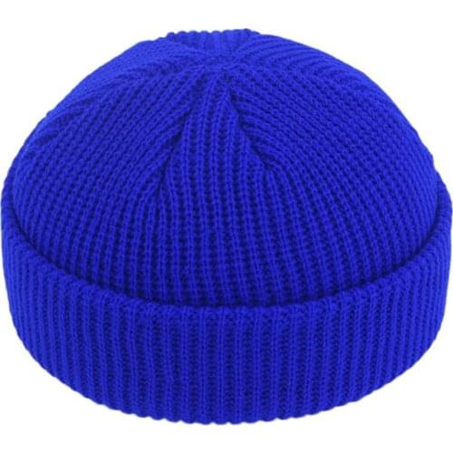 Women Men Knitted Hat Beanie Skullcap Sailor Cap Cuff Brimless Retro Navy Style Beanie Hat