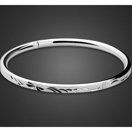 New Womens 925 Sterling Silver Bracelet Pattern Engraving Design Solid Silver Bracelet Womens Jewelry Valentines Day Gift