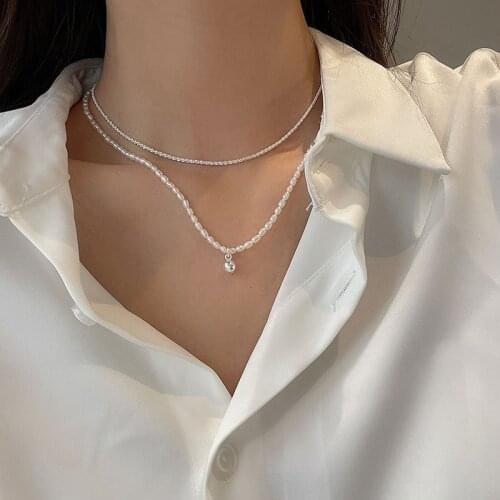 Silvology 925 Sterling Silver Natural Pearl Double Layer Choker Necklace Ladies Elegant Luxury Necklace 2021 Aesthetics Jewelry