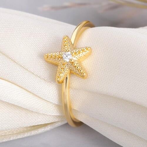 Crystal Zircon Starfish Ring For Women Bohemian Jewelry 2021 New Design High Quality Rings Birthday Gifts