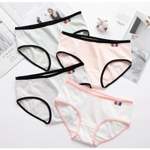 1pcs Women Briefs Cotton Sexy Panties Solid Color Fashion Girl Briefs Lovely Ladies Cartoon Cute Soft Plus Size Panties Lingerie