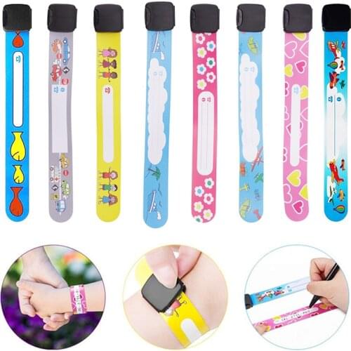 12pcs PVC Adjustable Bracelet Children Travel Outdoor Safe Anti-loss Wrist Band Disposable Identification Wrist Strap