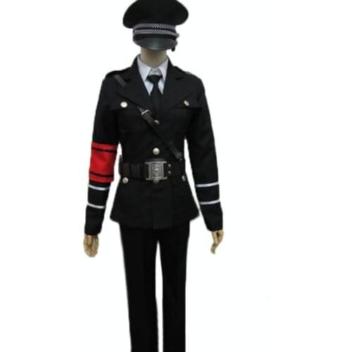 2020 Togainu no Chi Akira Black Military Wniform Cosplay Costume Full Set With Hat and gloves Custom Made