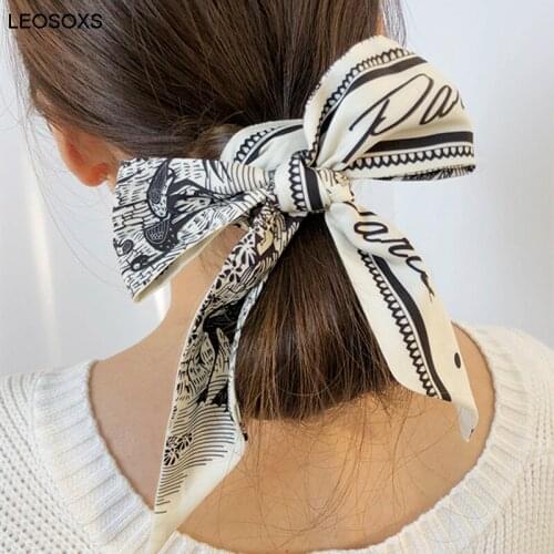 2021 New Tied Hair Silk Scarf Headband Retro Simple Head Rope Streamer Ponytail Tied Hair Hair Ring Headdress Mori Girl Han