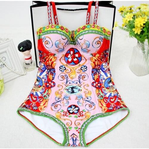 2021 Sexy Thong Retro One Piece High Waist Swimsuit Monokini Designer Swimwear Women Bikini Brazilian Bath Suit bikini meisje