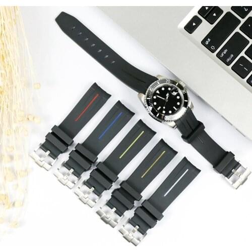 20mm21mm Silicone Rubber Watch Band Mens Pin Buckle Watch Accessories For Rolex GMT Sports Waterproof Wristband Watch Strap
