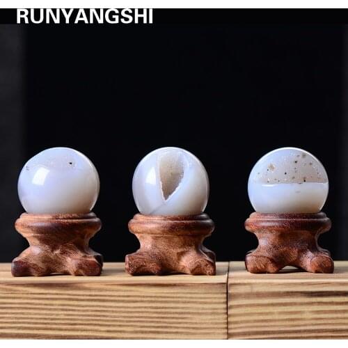 25-35mm Natural crystal agate hole ball Health energy gemstone Feng Shui Home decoration desktop ornaments