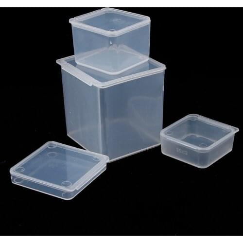4 Sizes Small Square Clear Plastic Jewelry Storage Boxes Beads Crafts Case Containers Product Packaging Parts Accessories Box