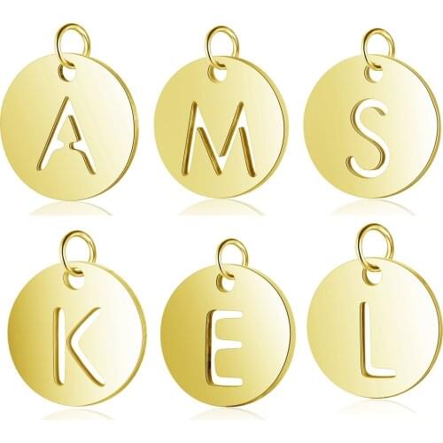 5pcs/lot Stainless Steel Golden Alphabet A-Z diy Bracelet Making Connector Charm Wholesale 26 Letters Connectors Pendant