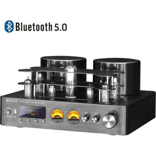 AOSIBAO AV889 200Wx2 Stereo HIFI Bluetooth Tube Amplifier USB High Power 6U1 ECH81 Professional Bile Vacuum Retro Home Amp DIY