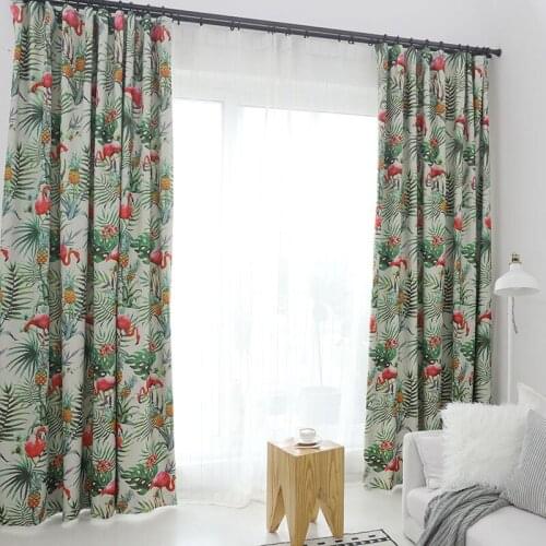 Free Shipping Curtains for Living Room Fabric Modern Pastoral European Curtain Black Silk Blackout Printed Dining Bedroom