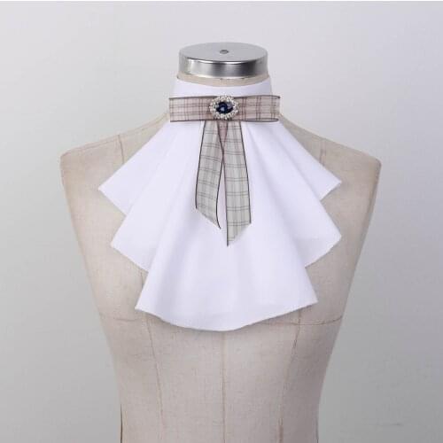 Blouse Fake Collar Renaissance Detachable Ruffled Jabot Neck Collar Office Ladies Shirts Costume Accessory for Victorian Party
