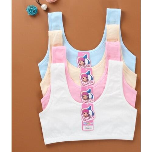 Girls' bra, bra, bra, solid color, students' training period, double layer anti bump vest, half body
