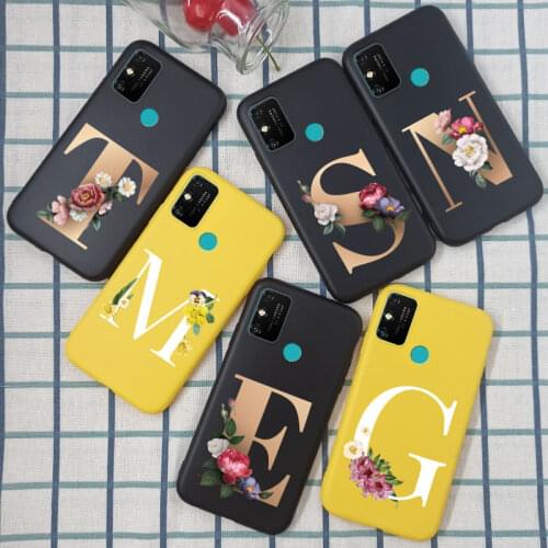 Case on Honor 9A Cover Silicone TPU Letter Flower Phone For Huawei Honor 9A 9C 9S Honor9A Case Matte Soft Cute Honor 9S Funda